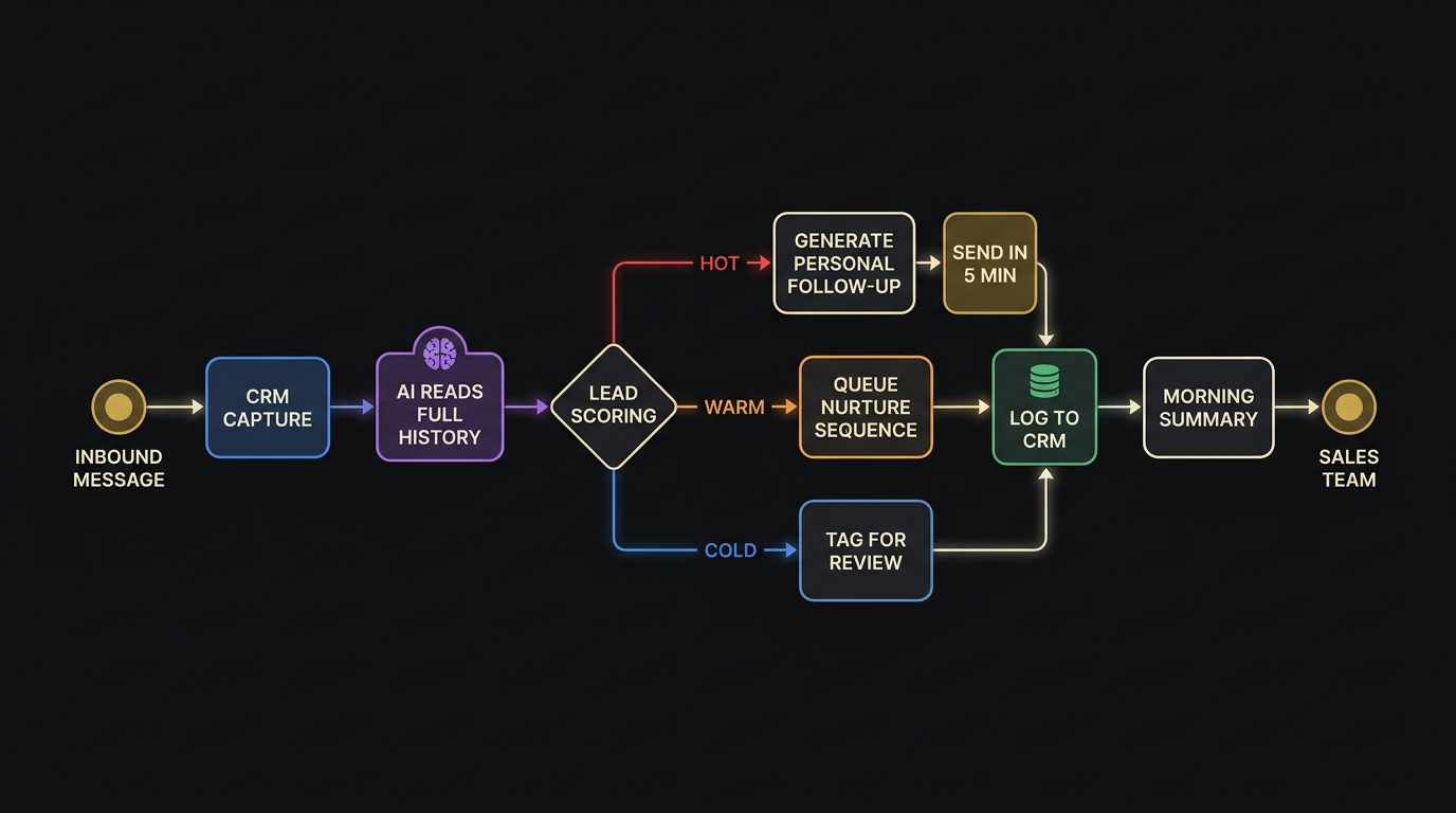AI-powered lead follow-up system flow diagram