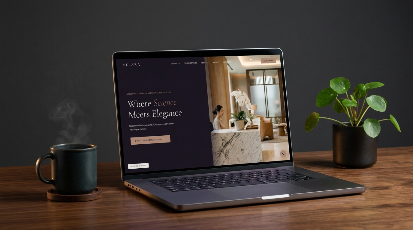 Velara Aesthetic Clinic website displayed on MacBook Pro